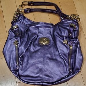Kathy Van Zeeland Genuine Purple Purse Bag Tote